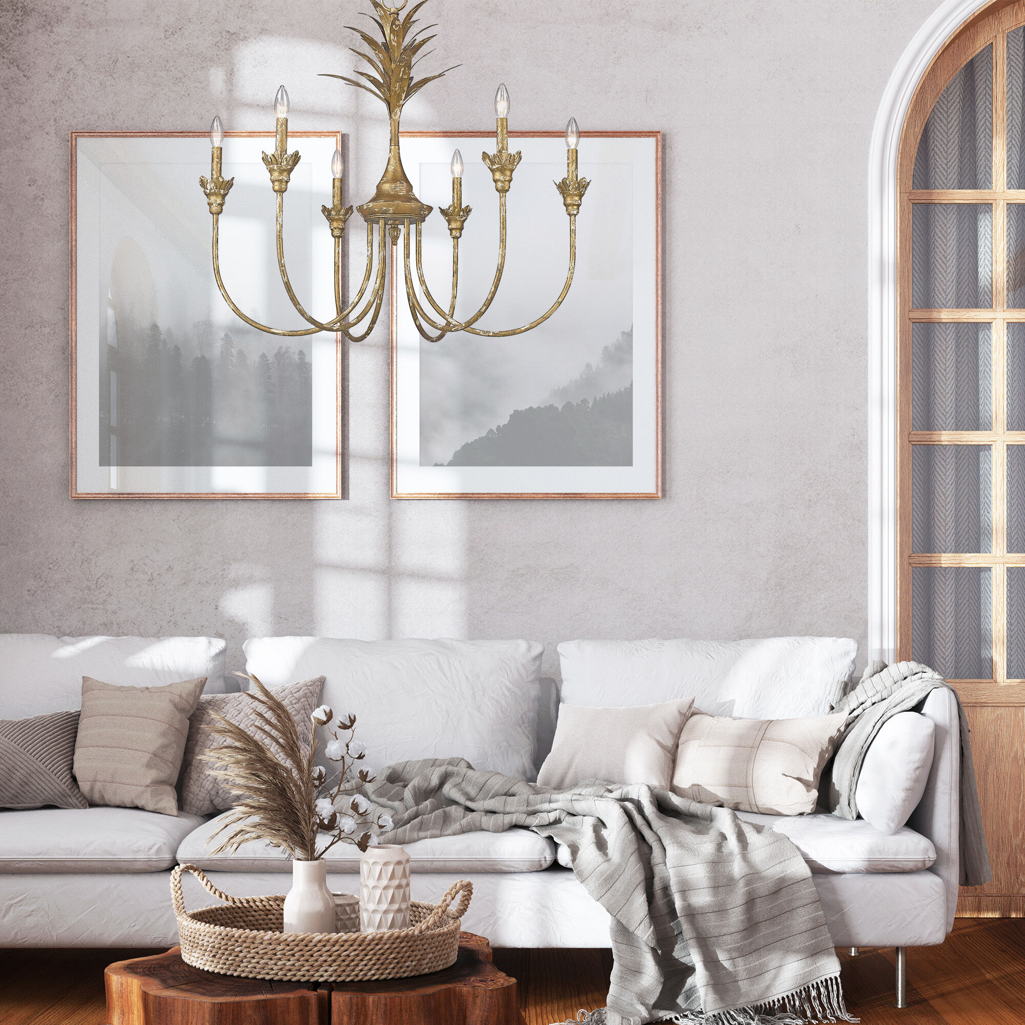 Gold light chandelier top